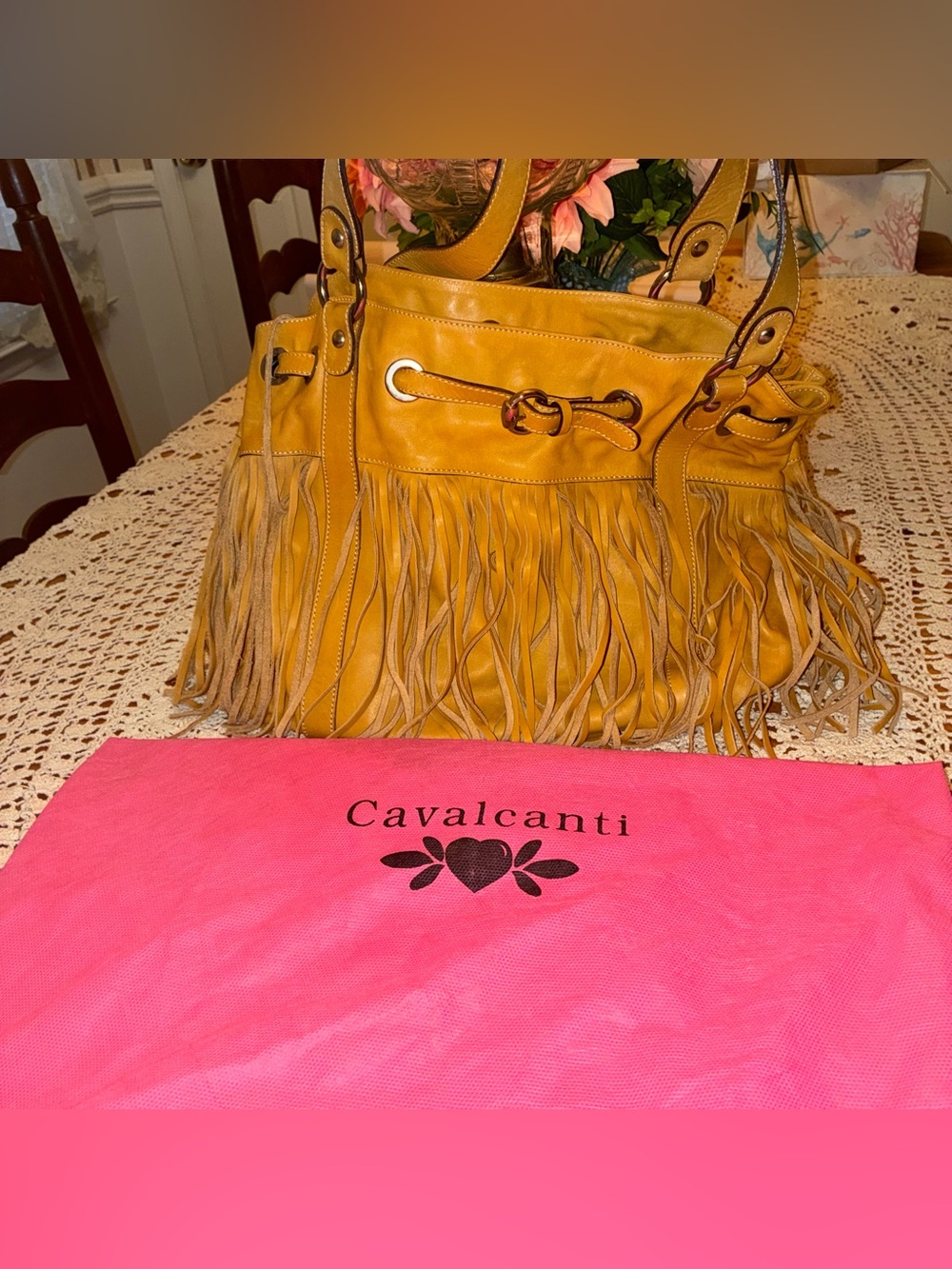Cavalcanti Rare Large Real Leather Fringe Bag with Original Dust Bag - Picture 5 of 14